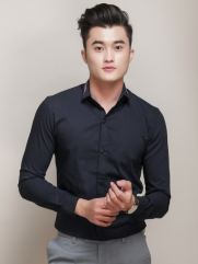 Áo Sơ Mi Hàn Quốc Xanh Đen ASM779