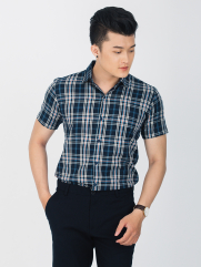 Áo Sơ Mi Ngắn Tay Xanh Đen ASM915