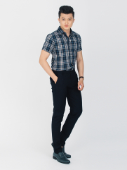 Áo Sơ Mi Ngắn Tay Xanh Đen ASM915