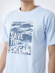 Áo Thun In Save The Oceans AT832 Màu Xanh Biển