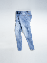 Quần Jeans Xước Form Regular QJ018 Màu Xanh