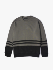 Áo Sweatshirt Regular Phối Sọc AS001 Màu Xám Đậm