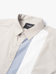 Áo Sơ Mi Slimfit Phối Hai Sọc SM127 Màu Be