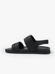 Dép sandal quai ngang da Microfiber đế TPR - DE005 Màu Đen