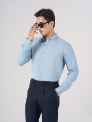 Áo Sơ Mi Sọc Vải Bamboo Thêu Gentlemen Ở Măng Séc Form Slimfit SM156