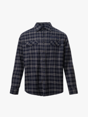 Áo Overshirt Vải Caro Flannel Thêu Heritage Form Loose SM166 Caro Xanh Đen