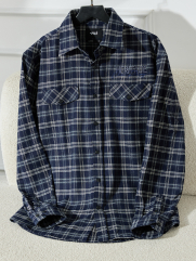 Áo Overshirt Vải Caro Flannel Thêu Heritage Form Loose SM166 Caro Xanh Đen