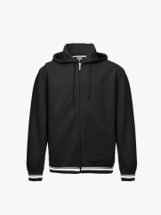 Áo Hoodie Phối Bo Sọc Thêu Logo Sọc Ở Cổ Tay Form Regular AH007 Màu Đen