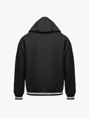 Áo Hoodie Phối Bo Sọc Thêu Logo Sọc Ở Cổ Tay Form Regular AH007 Màu Đen