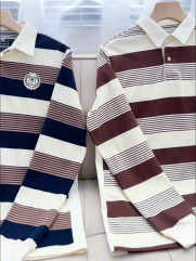 Áo Rugby Shirt Sọc Ngang In Logo Preppy Heritage Ở Ngực Form Regular PO150 Sọc Xanh Đen
