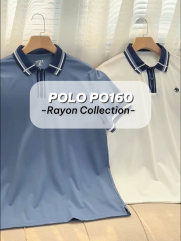 Áo Polo Rayon In Logo Tròn 4M Form Regular PO160 Màu Xanh Đá