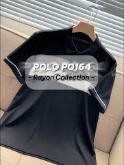 Áo Polo Rayon In Logo Tròn M Form Regular PO164 Màu Đen