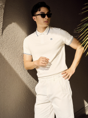 Áo Polo Thêu Bánh Lái 4M Form Slimfit PO156 Màu Trắng