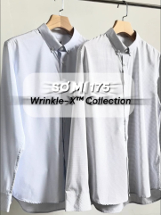 Áo Sơ Mi Caro Hạn Chế Nhăn Wrinkle X Thêu Logo M Ở Ngực Form Slimfit SM175 Caro Đen