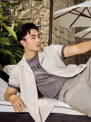 Áo Sơ Mi Linen Xám Thêu Hình Mỏ Neo 4M Form Regular SM186 Màu Xám