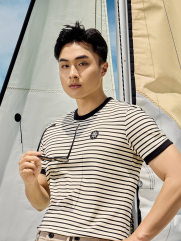 Áo Thun Sọc Thêu Logo 4M Tròn Form Slimfit AT167