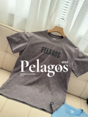 Áo Thun Wash Loang In Chữ Pelagos Form Regular AT168 Màu Xám
