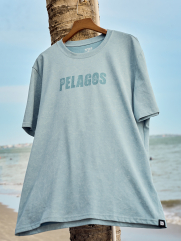 Áo Thun Wash Loang In Chữ Pelagos Form Regular AT168 Màu Xanh Biển