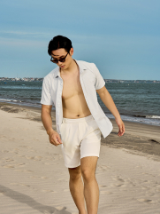 Quần Short Linen Xếp Ly Form Straight QS070 Màu Trắng