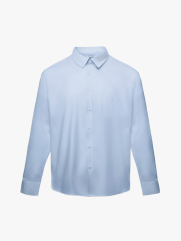 Áo Sơ Mi Trơn Tay Dài Form Regular SM088 Màu Xanh Biển