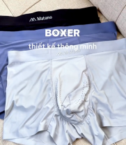Quần Boxer Lụa Băng Đục Lỗ Thoáng Khí QL067 Màu Đen