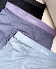 Quần Boxer Lụa Băng Thông Hơi Hoạ Tiết QL069 Màu Đen