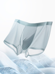 Quần Boxer Lụa Băng Thông Hơi QL066 Màu Xanh Đá