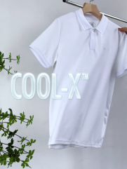 Áo Polo Cool-X Thêu Logo Tròn 4M Form Regular PO167 Màu Trắng