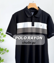 Áo Polo Rayon In Logo Tròn M Form Regular PO164 Màu Đen