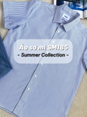 Áo Sơ Mi Oxford Thêu Hình Mỏ Neo 4M Form Regular SM185 Sọc Xanh Biển