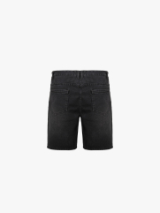 Quần Short Jean Thêu Logo Tròn 4M Premium Form Straight QS075 Màu Đen