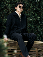 Áo Khoác Da Lộn Dây Kéo Form Regular AK079 Màu Đen