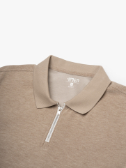 Áo Polo Dệt Kim Dây Kéo Form Slimfit PO174 Màu Nâu Nhạt