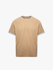 Áo Thun Cổ Tròn Phối Bo Form Regular AT180 Màu Nâu Nhạt