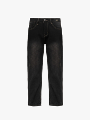 Quần Jean Rã Diễu Thêu Chữ Just Breath Form Straight QJ119 Màu Đen