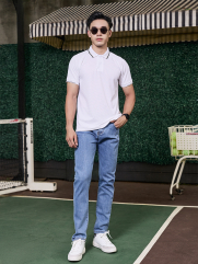 Áo Polo Cool-X Trơn Form Slimfit PO166 Màu Trắng