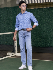 Áo Sơ Mi Caro Cool-X Form Slimfit SM192 Caro Xanh Biển