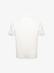 Áo Sơ Mi Sọc Tay Ngắn Thêu Logo M Form Regular SM198 Màu Sọc Trắng