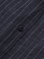 Áo Sơ Mi Sọc Tay Ngắn Thêu Logo M Form Regular SM198 Màu Sọc Xanh Đen