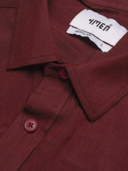 Áo Sơ Mi Tay Dài Linen Trơn Form Regular SM199 Màu Đỏ Đô