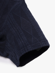 Áo Thun Dệt Kim Họa Tiết Form Slimfit AT182 Màu Xanh Đen