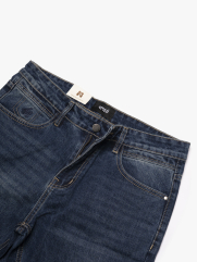 Quần Jean Rã Diễu Trang Trí Thêu 4M Form Regular QJ121 Màu Xanh