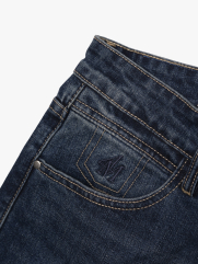 Quần Jean Rã Diễu Trang Trí Thêu 4M Form Regular QJ121 Màu Xanh