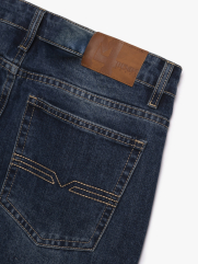 Quần Jean Rã Diễu Trang Trí Thêu 4M Form Regular QJ121 Màu Xanh