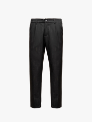 Quần Tây Sọc Vải Rayon Lưng Thun Form Regular QT072 Màu Sọc Đen