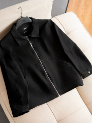 Áo Khoác Jean Trơn Dây Kéo Form Regular AK076 Màu Đen