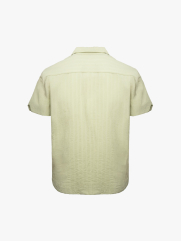 Áo Sơ Mi Cổ Cuban Thêu Đầu Ngựa Form Regular SM200 Màu Xanh