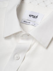 Áo Sơ Mi In Pattern Đầu Ngựa Form Regular SM201 Màu Trắng