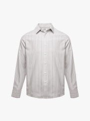 Áo Sơ Mi Sọc Thêu Logo Ngựa Form Regular SM202 Màu Sọc Xám