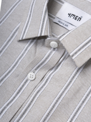 Áo Sơ Mi Sọc Thêu Logo Ngựa Form Regular SM202 Màu Sọc Xám